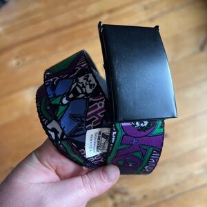Bluenotes Purple and Green Graphic Web Belt with Black Buckle